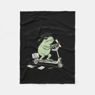 Off to the last day of school funny frog kids fleece blanket