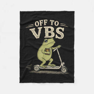 Off to vbs funny christian frog religious faith fleece blanket