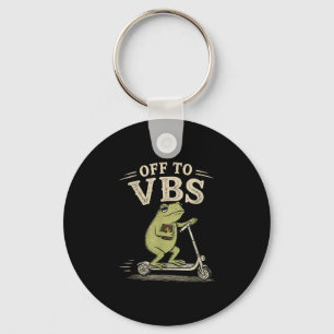 Off to vbs funny christian frog religious faith key ring