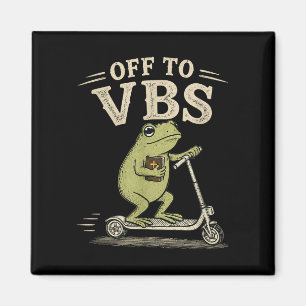 Off to vbs funny christian frog religious faith magnet