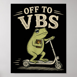 Off to vbs funny christian frog religious faith poster