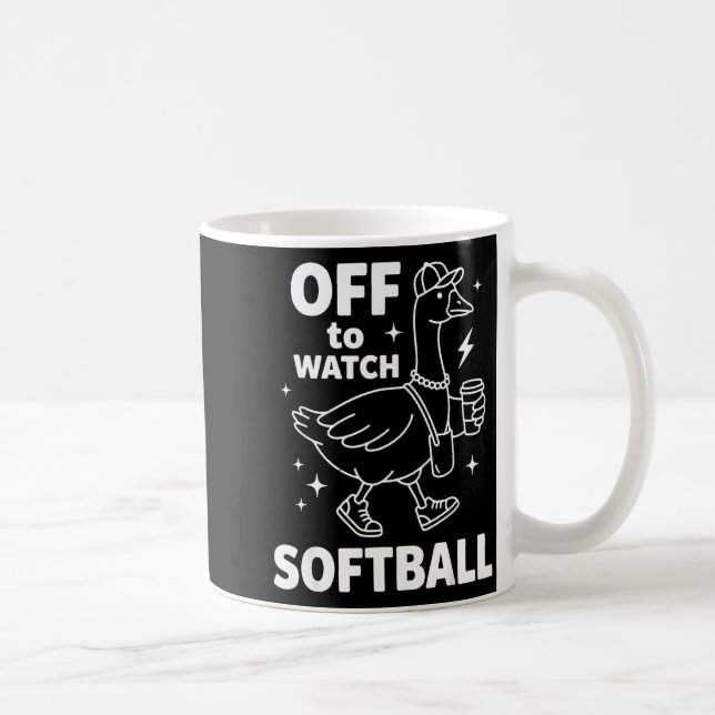 Off to watch softball funny softball goose game coffee mug (Right)