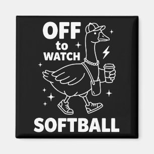 Off to watch softball funny softball goose game magnet