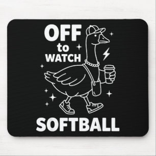 Off to watch softball funny softball goose game mouse pad