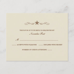 Off-white and Brown Western RSVP (NO BORDER) Card