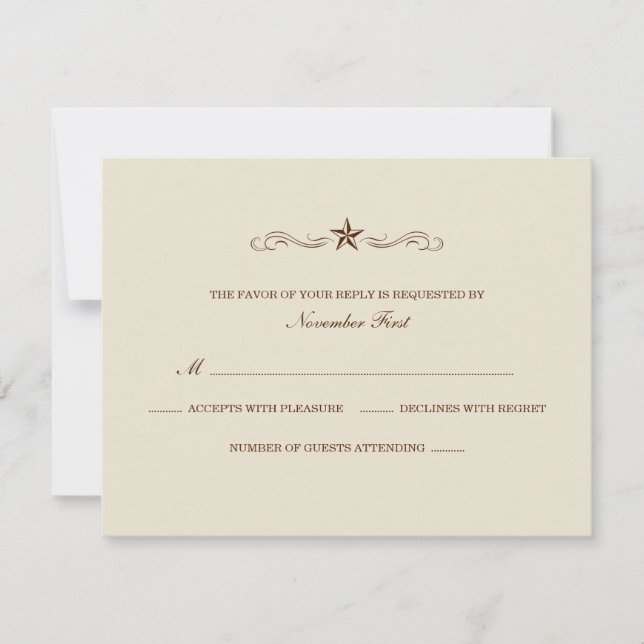 Off-white and Brown Western RSVP (NO BORDER) Card (Front)