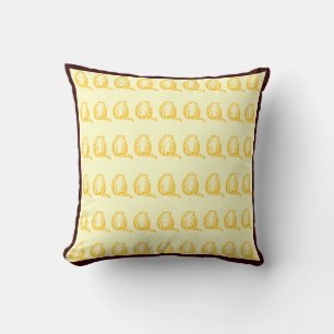 Off white and mustard yellow CATS modern pillow