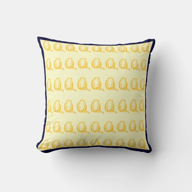 Off white and mustard yellow CATS modern  pillow (Front)