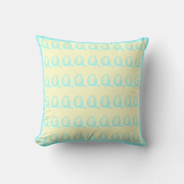 Off white and teal CATS  modern  pillow (Front)