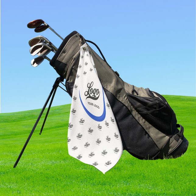 Off white Blue Modern Company Logo Business Club G Golf Towel (Creator Uploaded)