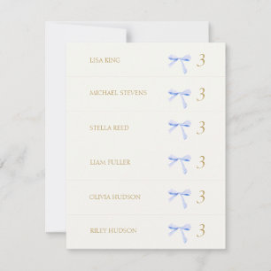 Off White Blue Ribbon Place Name Escort Card