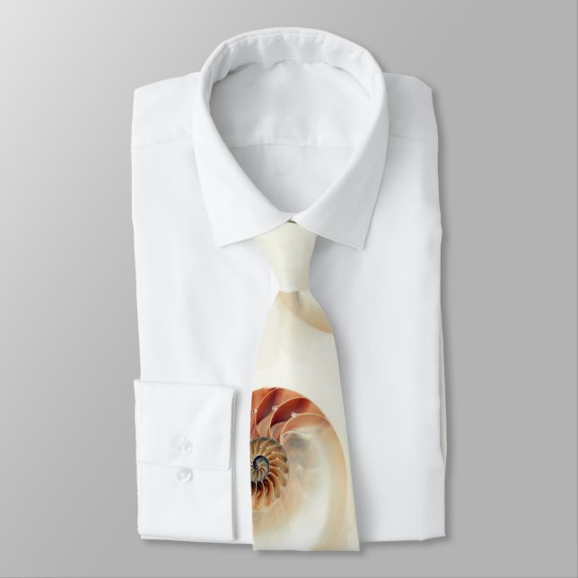 Off White Chambered Nautilus Print Tie (Tied)