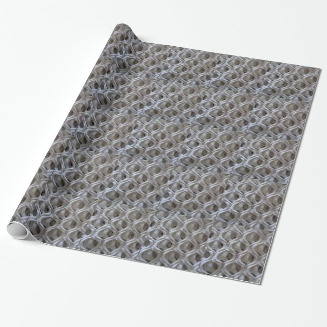 Off-White Coloured Crochet Fabric Look Wrapping Paper (Unrolled)