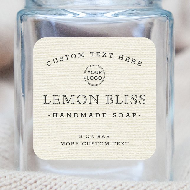 Off-white cream linen logo square product labels (Creator Uploaded)