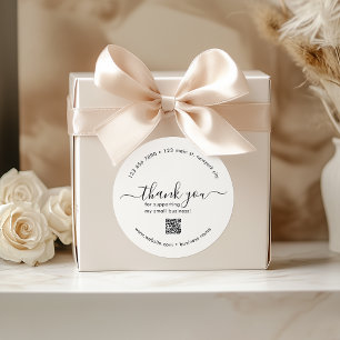 Off White Custom Thank You Stickers With QR Code