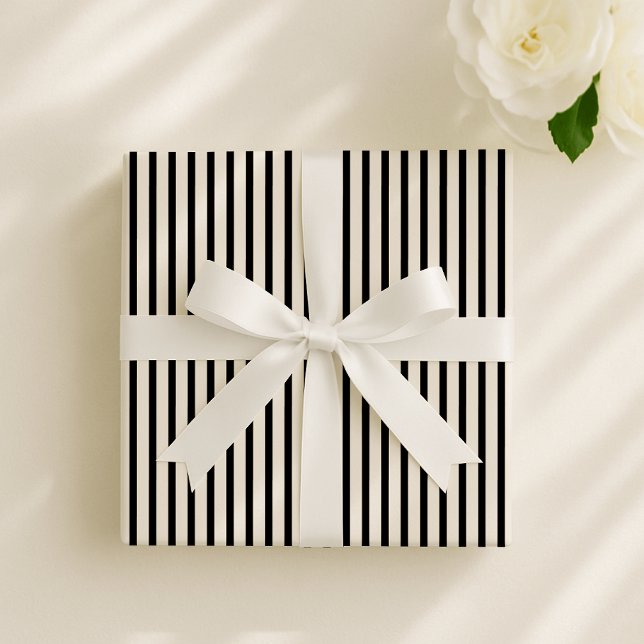 Off-white, dark grey elegant striped  wrapping paper (Creator Uploaded)