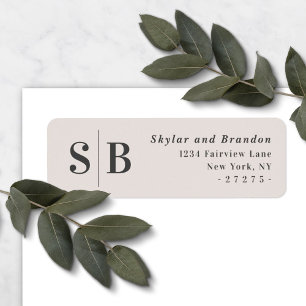 Off-White Ecru Monogrammed Wedding Return Address Label
