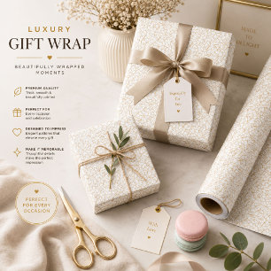 Off-white fabric with a subtle, repeating, small p wrapping paper