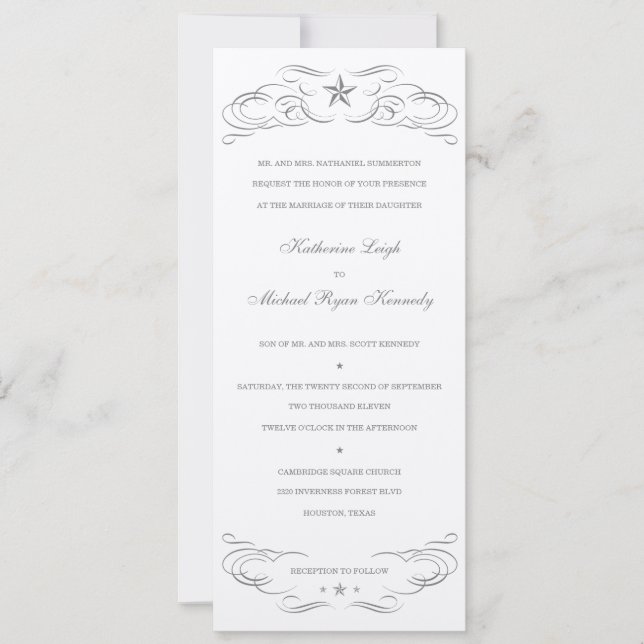 Off White Felt Paper Lone Star Wedding Invitations (Front)