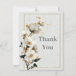 Off White Floral & Outline Thank You Card