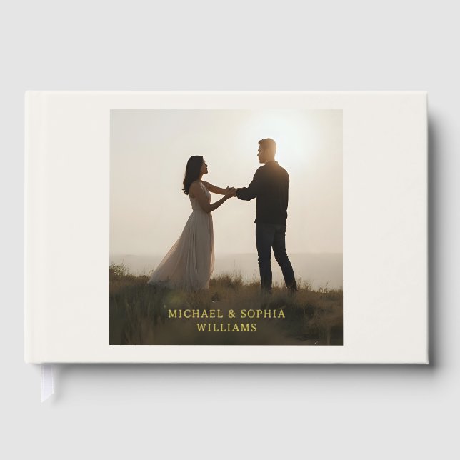 Off White Foil Guest Book Simple Photograph       (Front)
