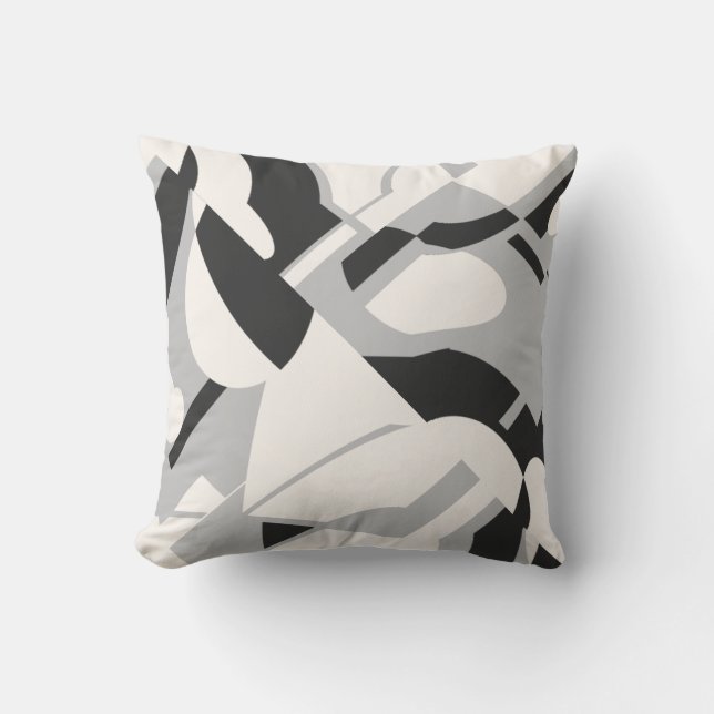 Off-white Grey Black Bold Diagonal Art Design Cushion (Front)