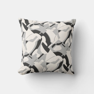 Off-white Grey Black Diagonal Abstract Art Print Cushion