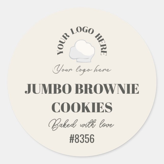 Off-White Grey Cookie Batch Number Your Logo Here Classic Round Sticker (Front)