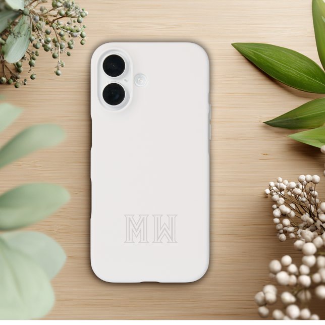 Off White Grey Initials Monogram Simple Minimal  Case-Mate iPhone Case (Creator Uploaded)