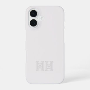 Off White Grey Initials Monogram Simple Minimal iPhone 16 Case