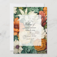 Off-White, Hunter Green, Brown and Orange Wedding
