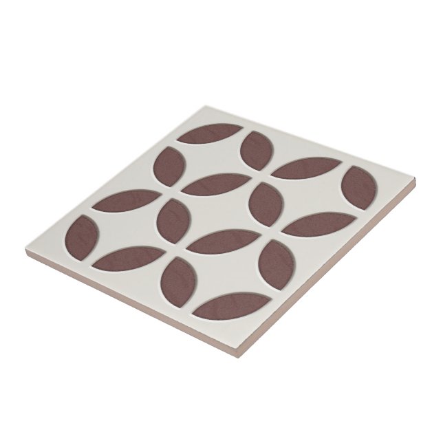 Off-White Ivory Dark Brown Ethnic Mosaic Art Ceramic Tile (Side)