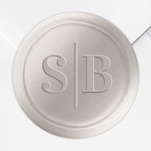 Off-White Ivory Wax Seal Wedding Monogram Sticker