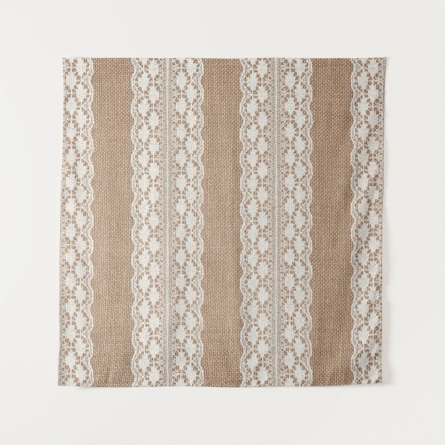 Off-White Lace: Burlap Texture Tapestry (Front)