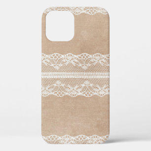Off-White Lace on Vintage Paper Texture with subtl iPhone 12 Case