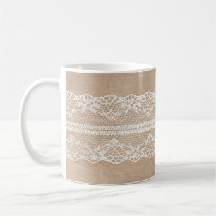 Off-White Lace on Vintage Paper Texture with subtl Coffee Mug