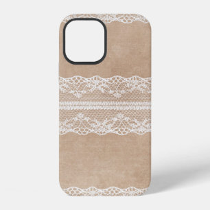 Off-White Lace on Vintage Paper Texture with subtl iPhone 12 Case