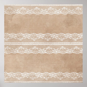 Off-White Lace on Vintage Paper Texture with subtl Poster