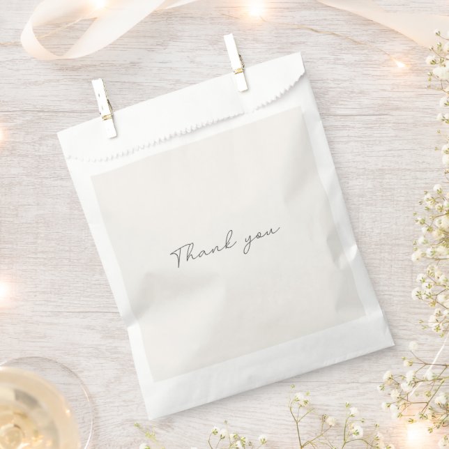 off-white, milk white, warm white Thank you Favour Bag (Clipped)