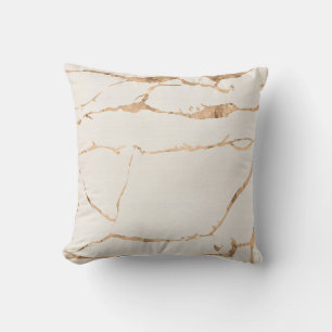 Off White Modern Marble Gold Foil Gemstone Cushion