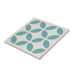 Off-White Ocean Turquoise Blue Mosaic Art Ceramic Tile