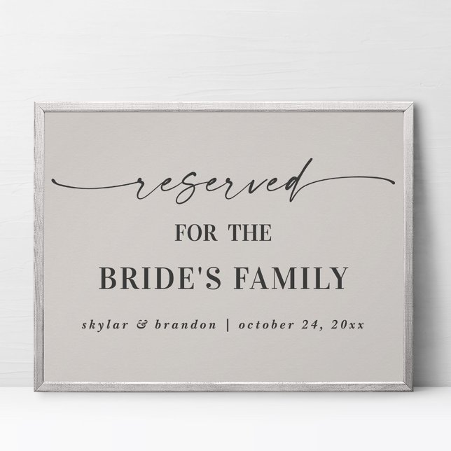 Off-White Reserved For Bride's Family Wedding Sign (Creator Uploaded)