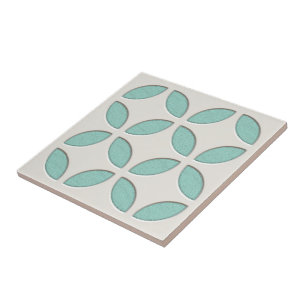 Off-White Seaglass Turquoise Green Mosaic Art Ceramic Tile