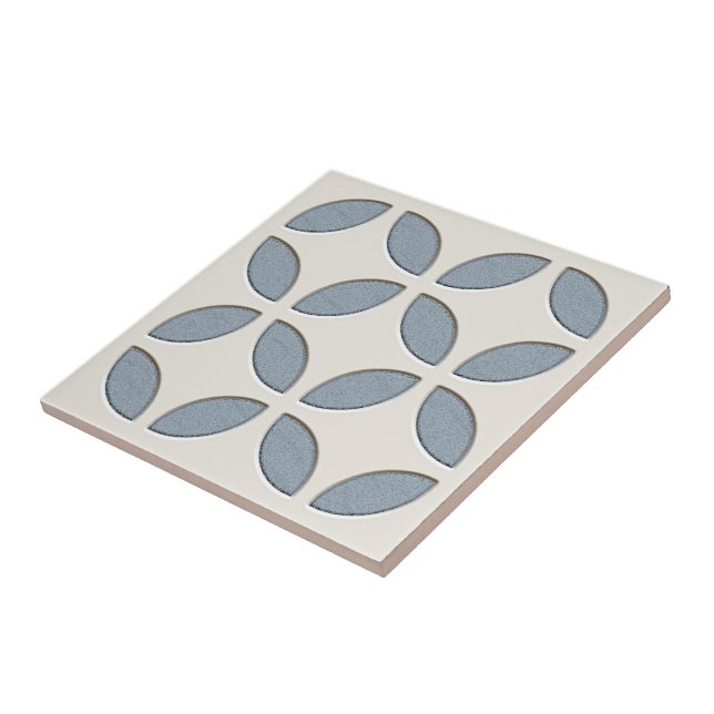 Off-White Slate Grey Blue Ethnic Mosaic Art Ceramic Tile (Side)