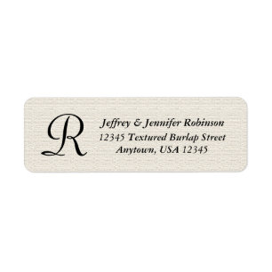 Off White Textured Monogram Name, Return Address Return Address Label