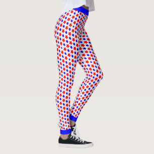 Offbeat Distressed Red and Blue Stars Leggings