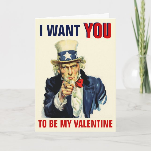 Offbeat Uncle Sam Valentine Holiday Card (Front)