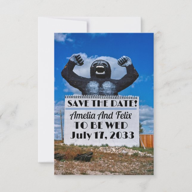 Offbeat Wedding Save the Date, Weird Fun Wedding Date (Front)