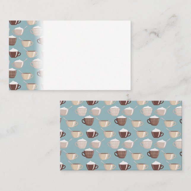 offee Cups Cream Caffeine Lover Pastel Blue Brown Place Card (Front/Back)