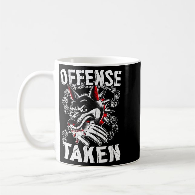 Offence Taken Meme Funny Dog Funny Halloween Coffee Mug (Left)